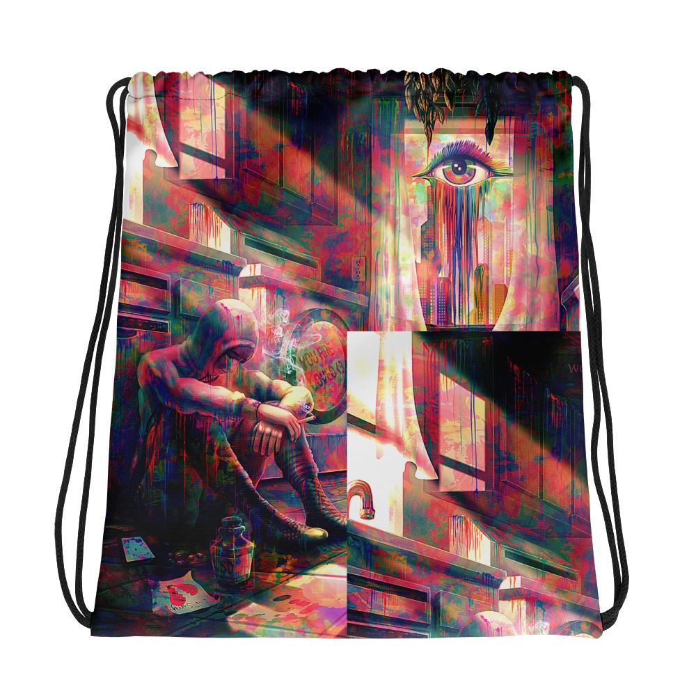 Cry Me A Rainbow Drawstring Bag by Salvia Droid-Festival Shred