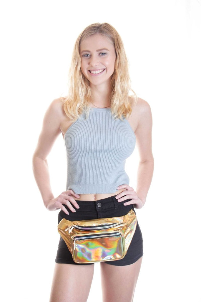 Holographic Gold Fanny Pack-Festival Shred