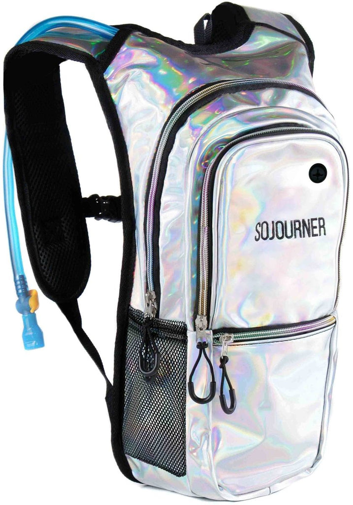 Large Holographic Silver Hydration Pack-Festival Shred